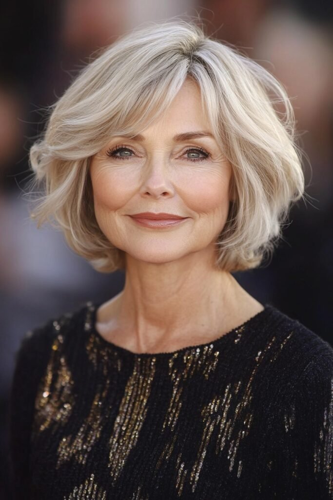 Soft Rounded Classical Bob with Side-Parted Bangs