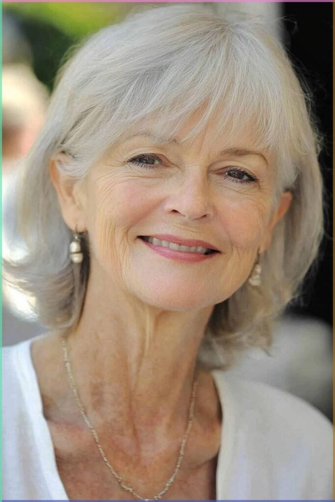 Soft Silver Bob with Airy See-Through Bangs