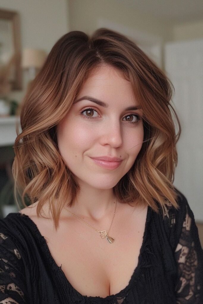 Soft Wavy Lob with Side-Swept Volume