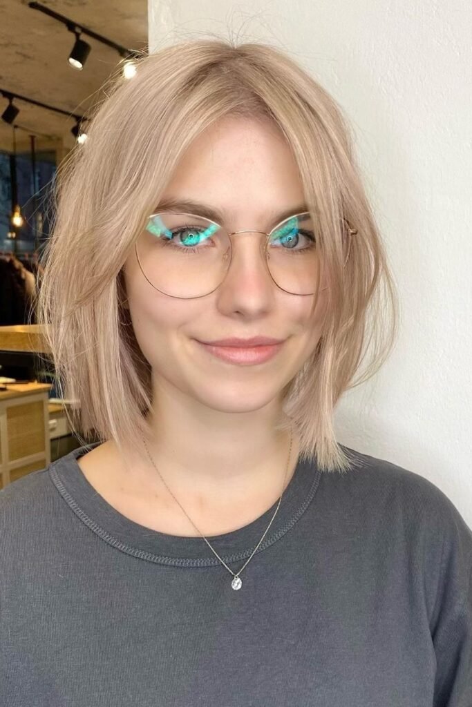 Soft Wispy Bob with Rounded Glasses