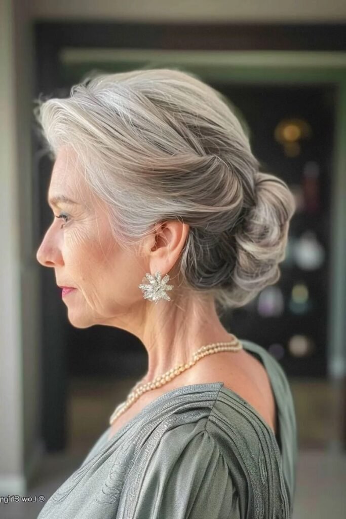 Sophisticated Low Silver Roll with Side-Pinned Detail