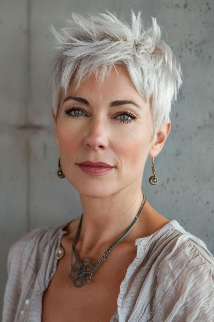 Spiky Icy White Pixie with Tapered Sides