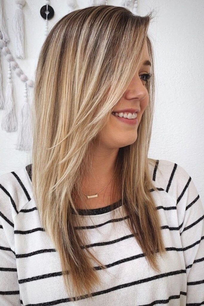 Straight Long Layers with Bright Blonde Highlights