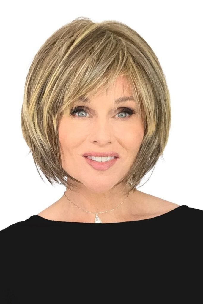 Textured Chin-Length Bob with Side-Swept Bangs