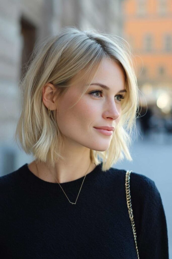 Textured Chin-Length Bob with Tucked Side