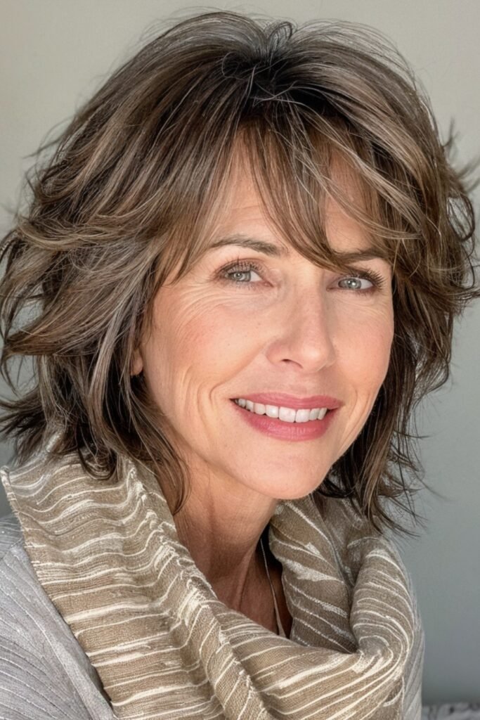 Textured Choppy Bob with Layered Face-Framing Bangs