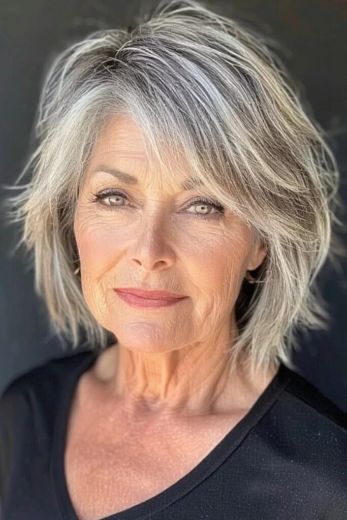 Textured Choppy Shag with Layered Side Bangs