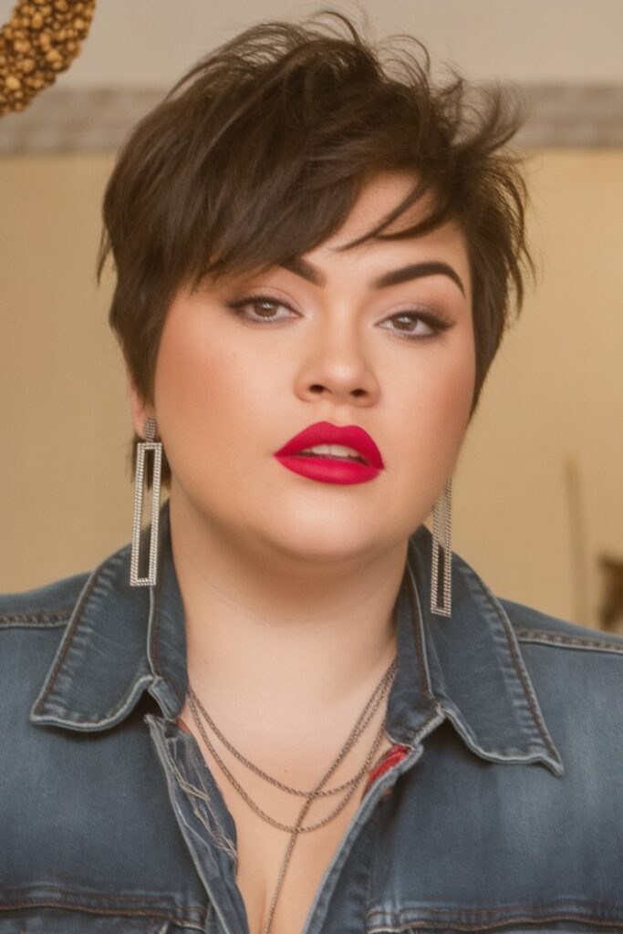 25. Textured Dark Pixie with Deep Side Sweep
