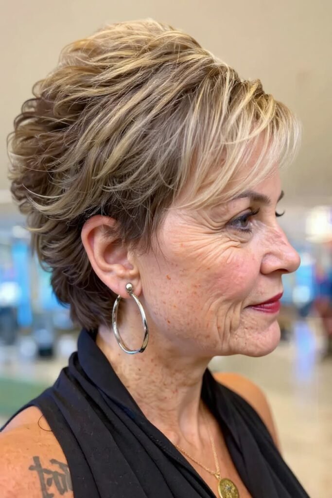Textured Pixie Bob with Swept Bangs