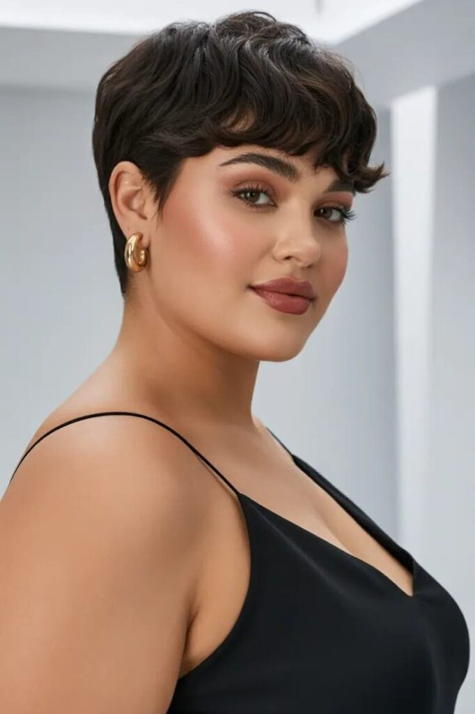 21. Textured Pixie with Dark Waves