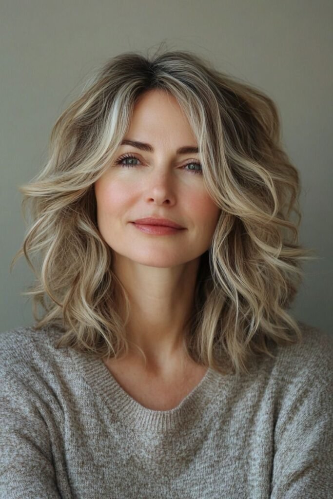 21. Textured Shoulder Length Hair with Subtle Waves