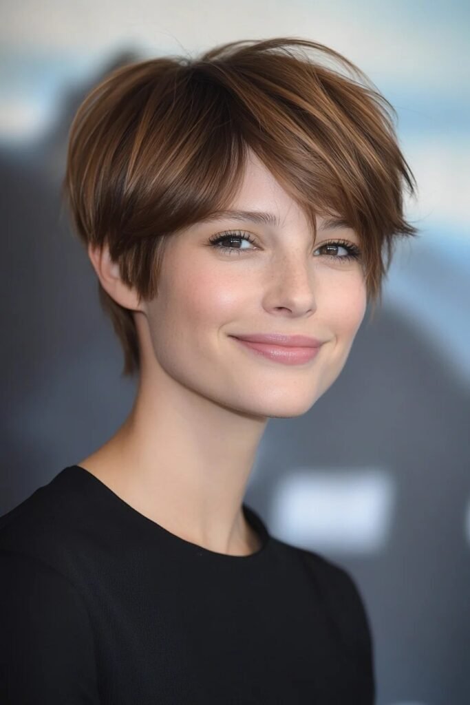 32. Tousled Brunette Pixie Cut
