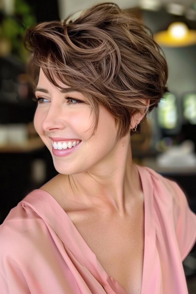 Tucked-Behind-Ear Pixie with Long Side-Swept Fringe