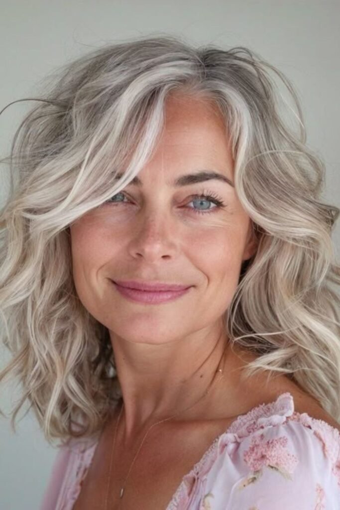 Voluminous Beachy Waves with Side-Swept Bangs