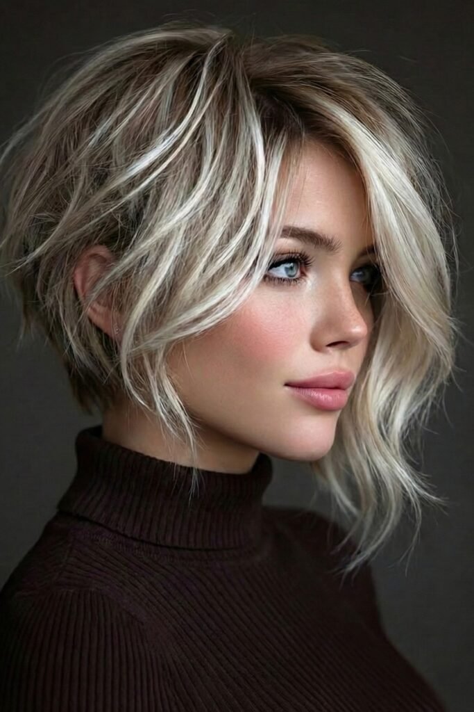 85. Voluminous Blonde Textured Pixie Bob