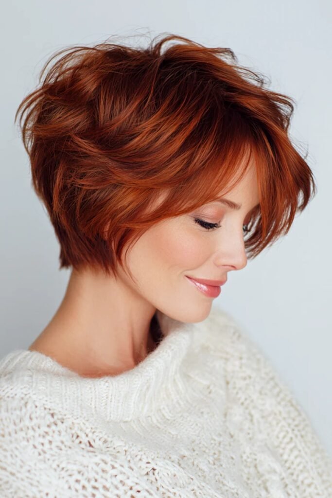23. Voluminous Copper Pixie with Feathered Layers