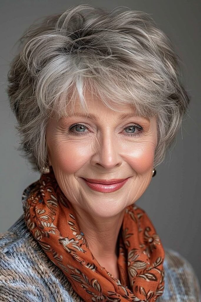 Voluminous Layered Pixie Cut with Side-Swept Bangs