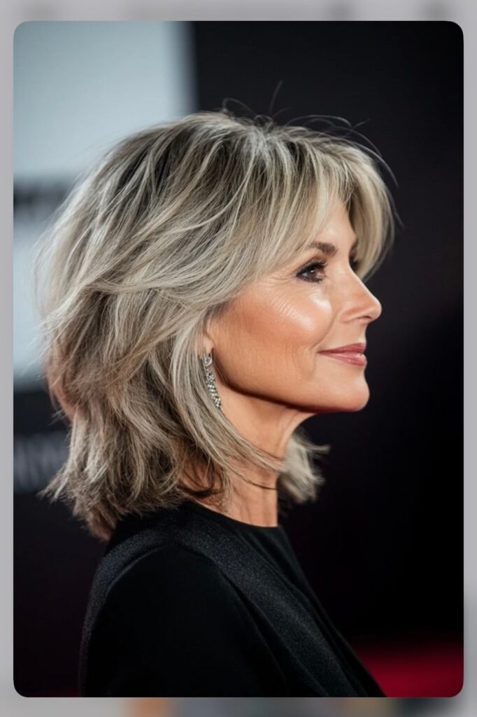 Voluminous Layered Shag with Wispy Bangs and Ash Tones