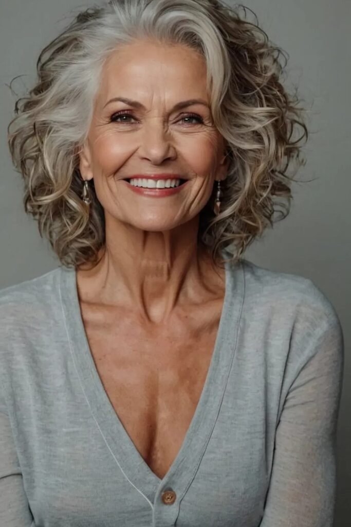 Voluminous Shoulder-Length Curls with Full, Face-Framing Layers
