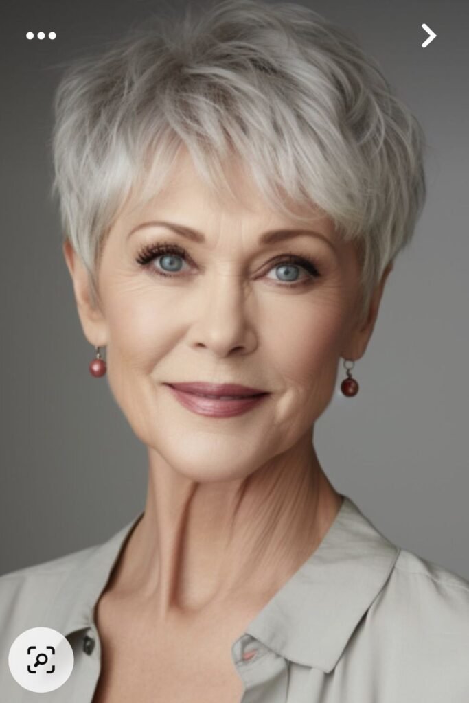 Voluminous Silver Pixie with Messy Texture