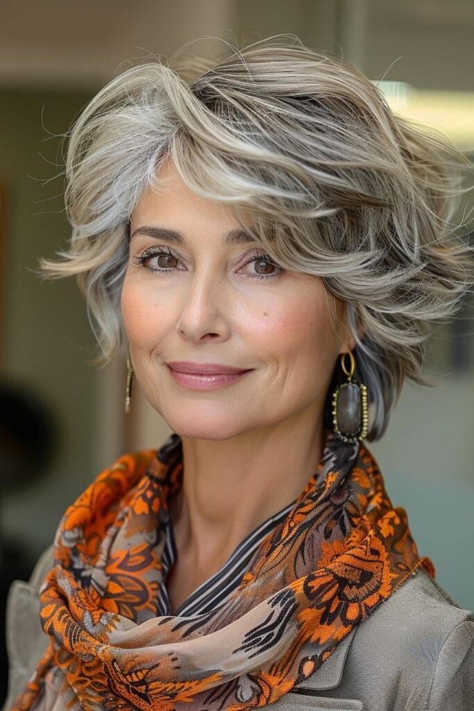 39. Voluminous Textured Bob with Layered Waves