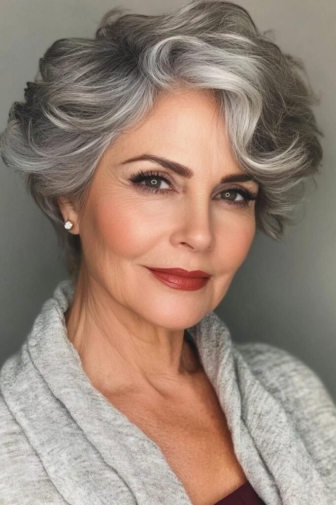 Voluminous Wavy Pixie with Defined S-Curl Layers