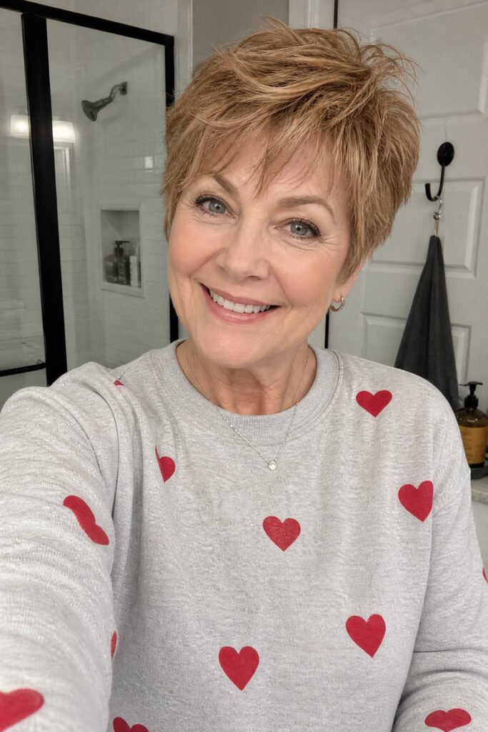 24. Warm Honey Blonde Spiky Pixie Cut