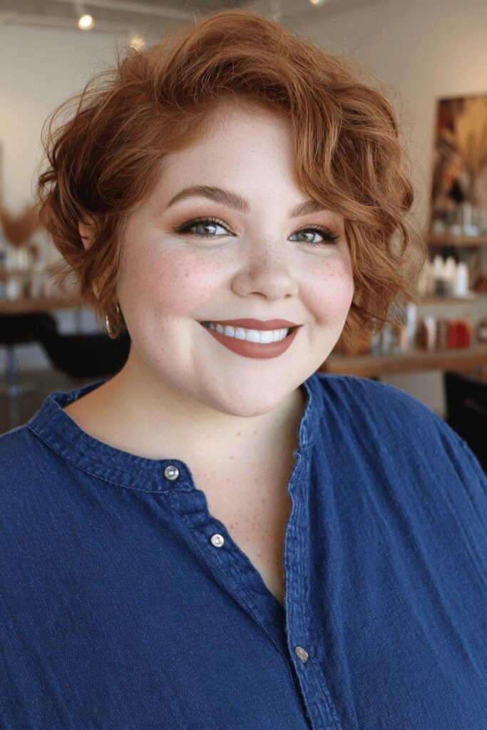 26. Wavy Auburn Bob with Soft Layers