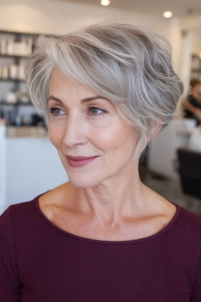 Wavy Layered Bob with Voluminous Side Part