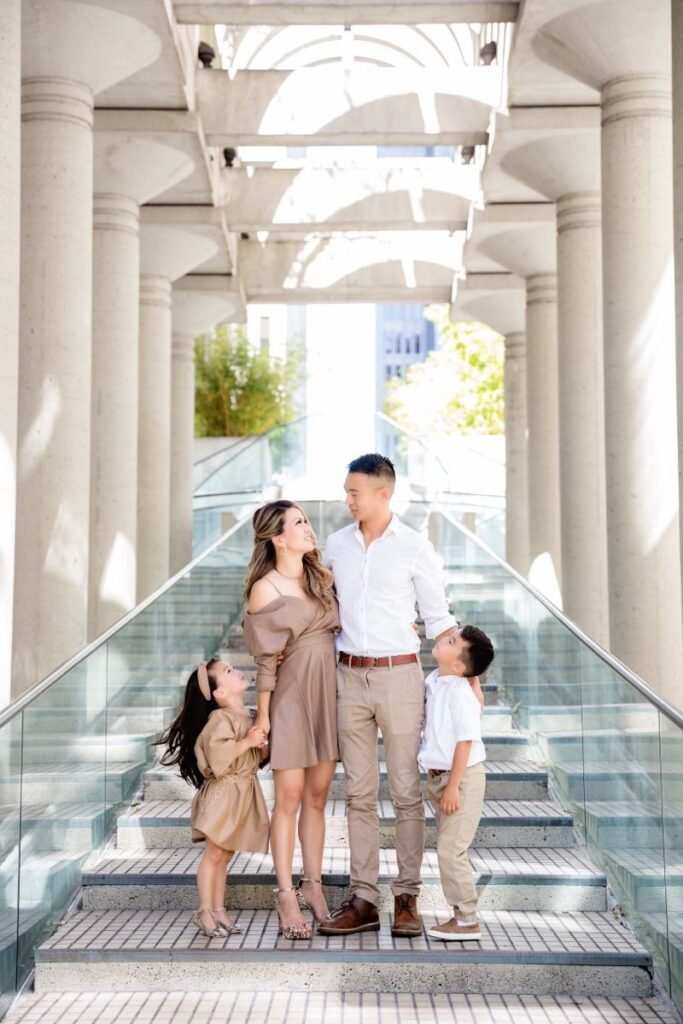 White Polo Shirt + Beige Pants + Brown Dress + White Shirt + Khaki Pants