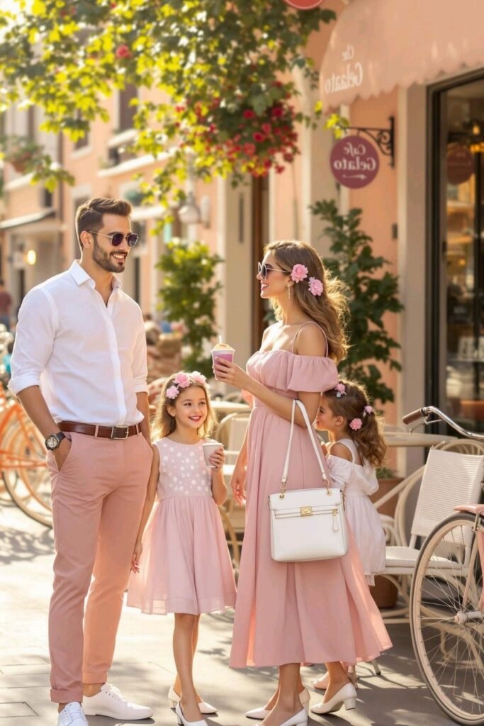 White Shirt & Pink Trousers + Pink Floral Dress + White Dress & Pink Floral Dress