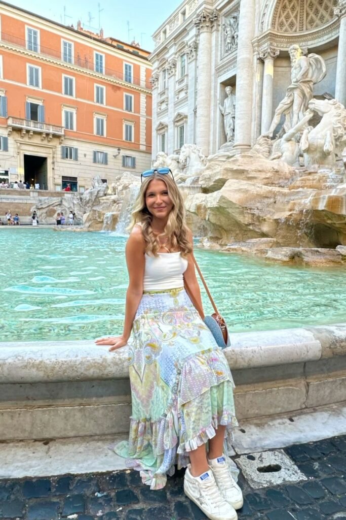 White Tank Top + Pastel Paisley Print Maxi Skirt + White Sneakers