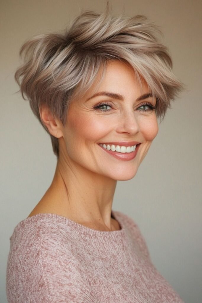Wispy Lavender-Toned Pixie with Shaggy Crown