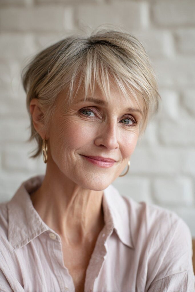 Wispy Pixie Cut with Tapered Sides and Soft Bangs