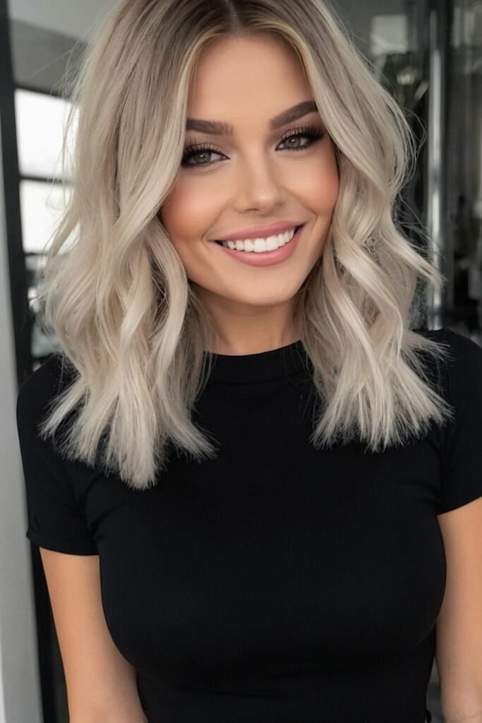 Blonde Textured Bob with Soft Waves