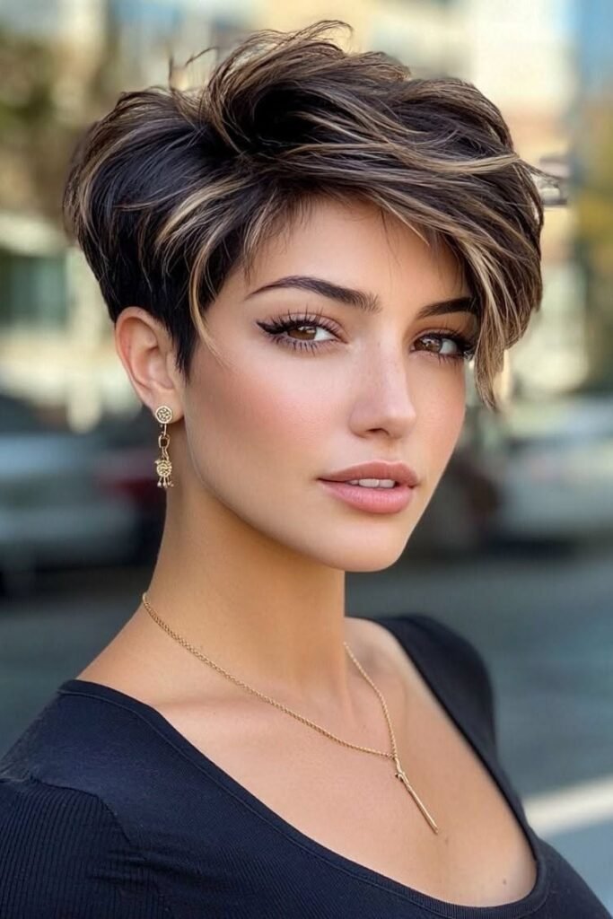 Chic Tapered Pixie with Highlights