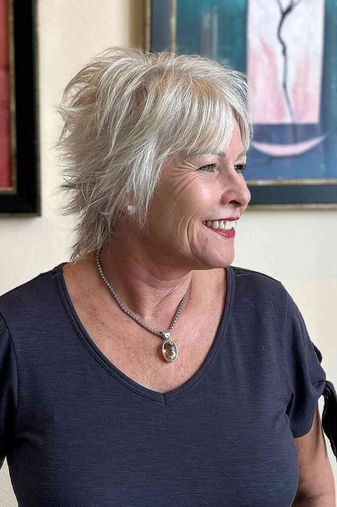 Choppy Silver Bob with Textured Layers