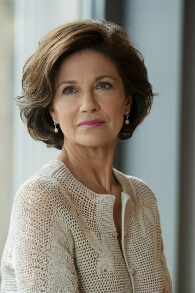 Classic Brown Bob with Soft Interior Volume