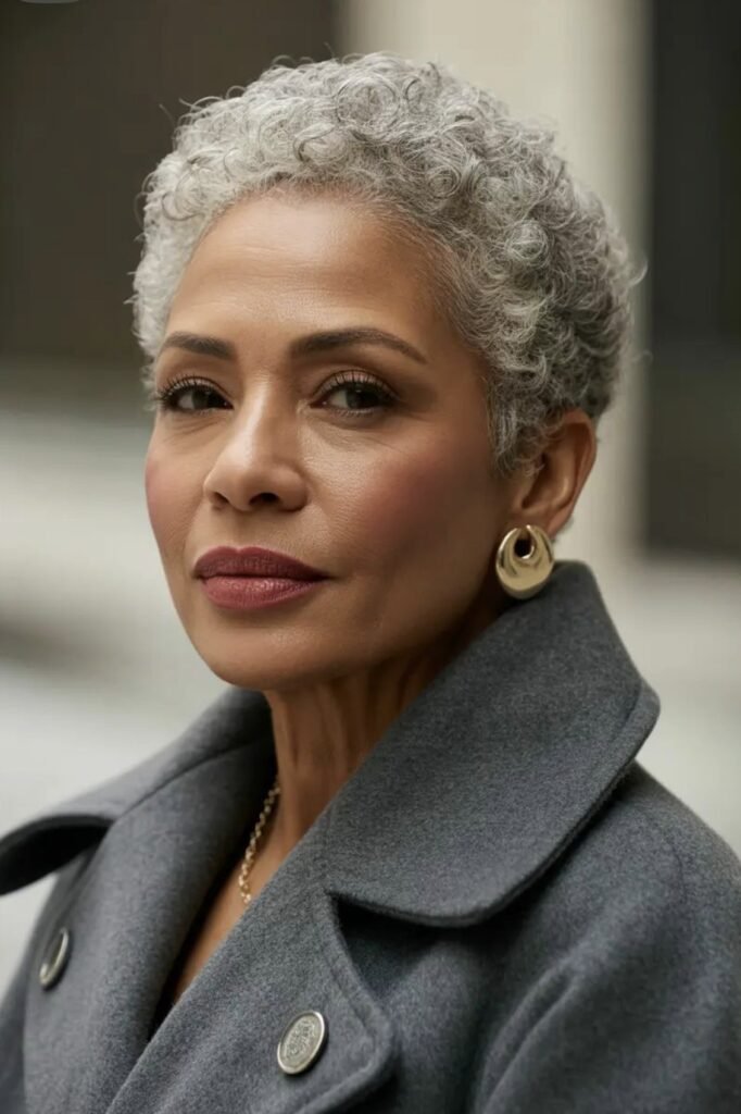 Close-Cropped Natural Grey Pixie Cut