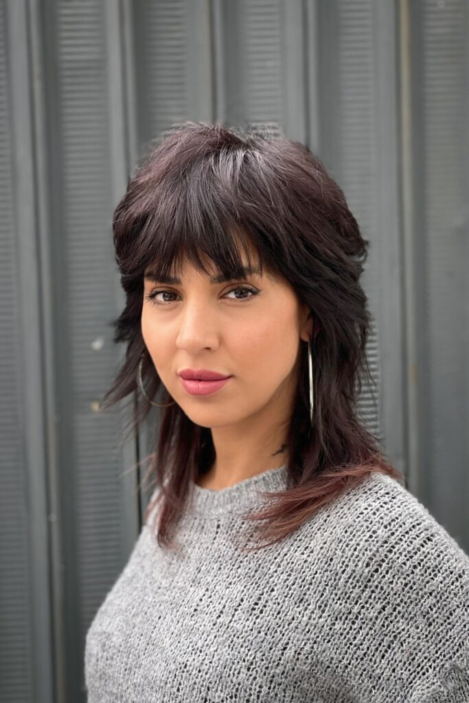 35. Dark Espresso Layered Shag with Piece-y Fringe