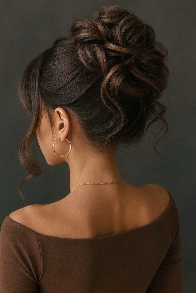 Elegant Textured Low Bun with Face-Framing Tendrils