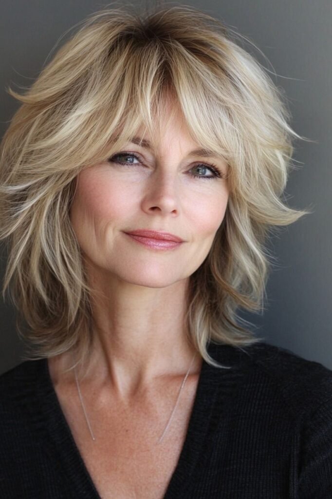 Feathered Blonde Bob with Feathered Layers