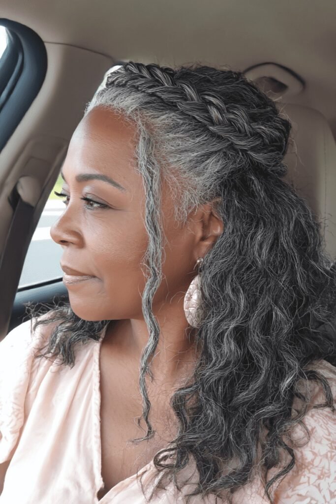 Half-Up Braided Hairstyle with Face-Framing Pieces