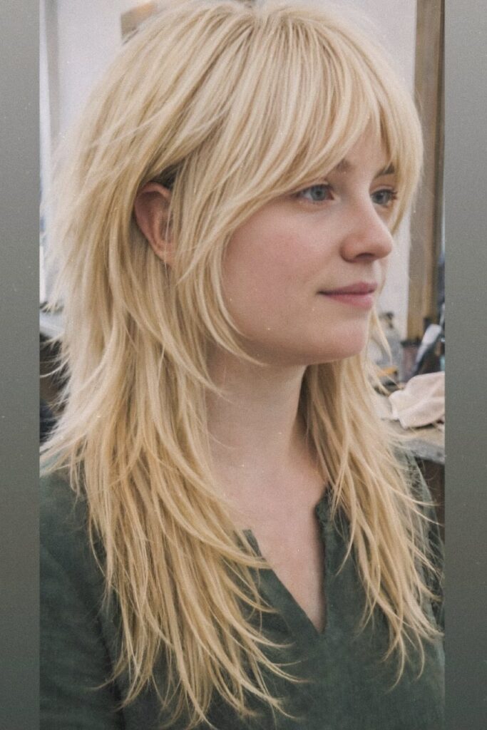 30. Heavily Layered Blonde Shag with Face-Framing Pieces