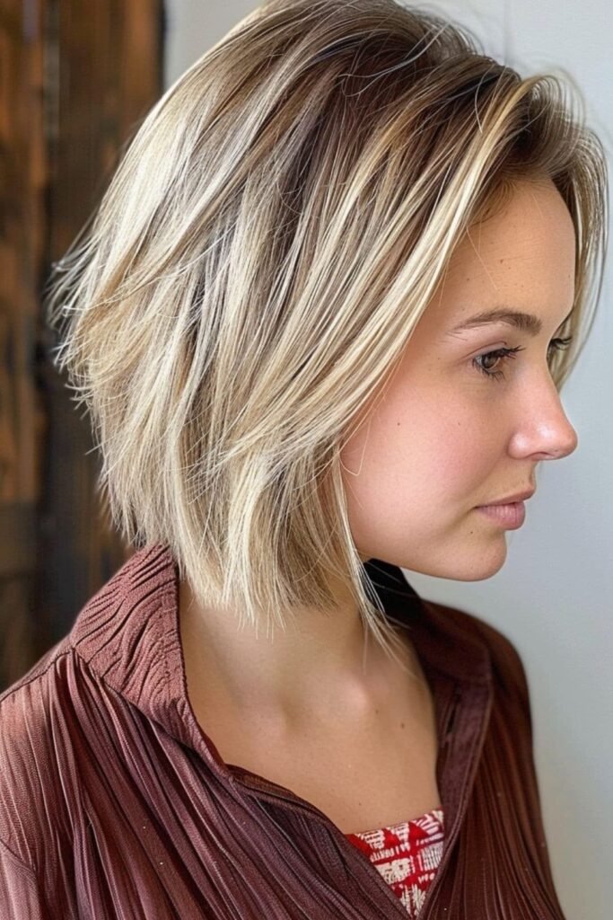 Layered Blunt Bob with Soft Highlights