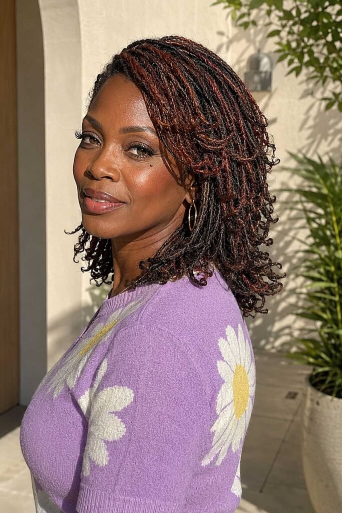 Layered Curly Cut with Highlights