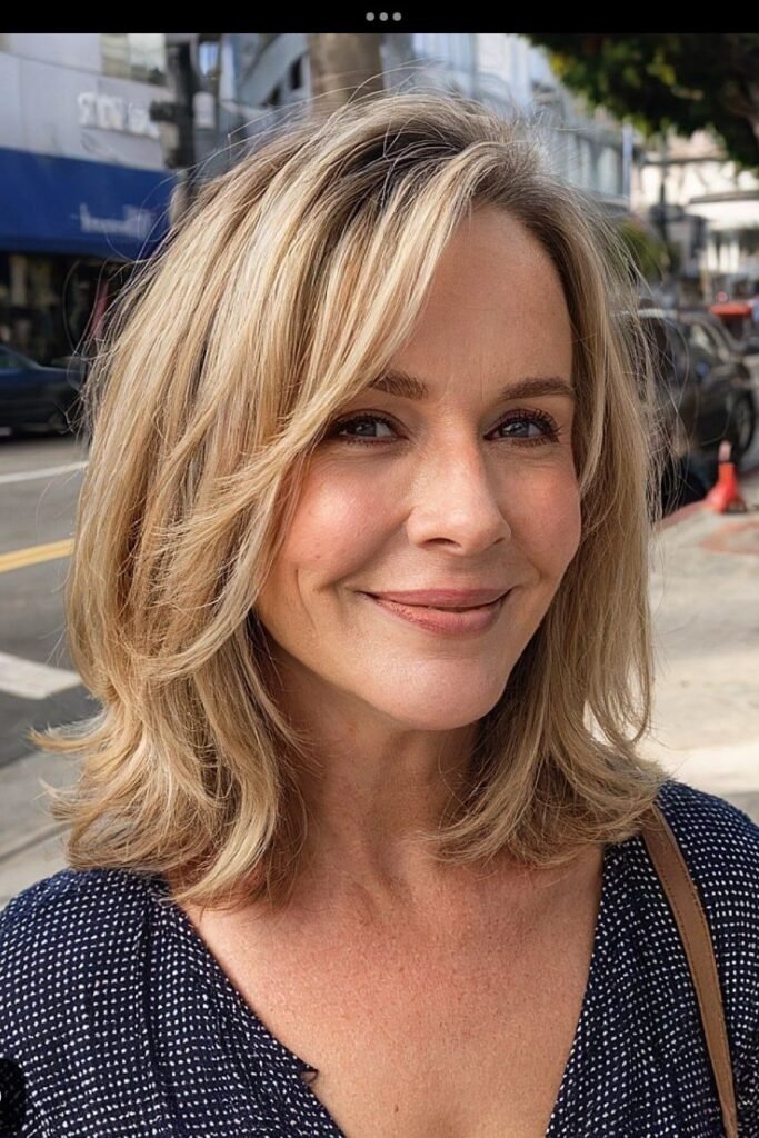 Layered Lob with Wispy Face-Framing Strands