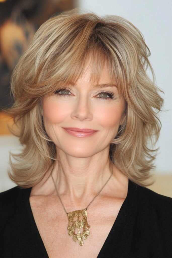 Layered Medium-Length Cut with Soft Bangs