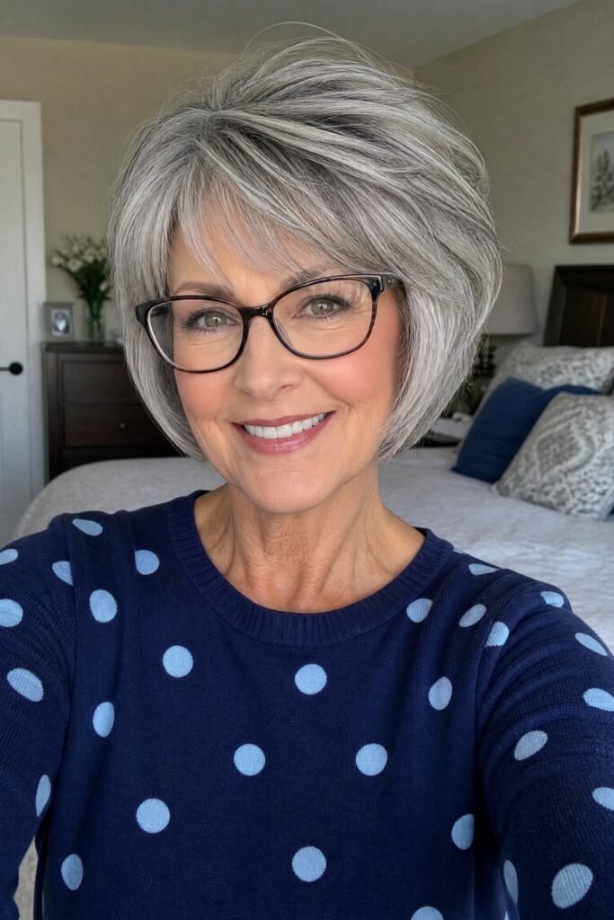 Layered Silver Bob with Feathered Ends