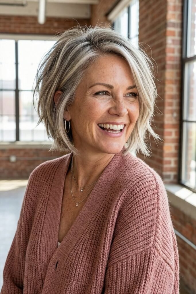 Layered Textured Bob with Subtle Highlights